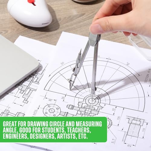 EBOOT Drawing Compass and 6 in Protractor Geometry Set, Green - color: Green