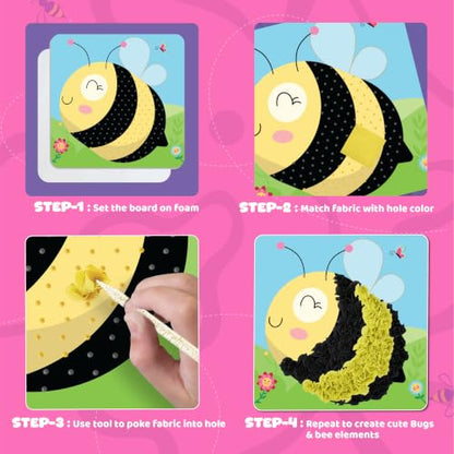 jackinthebox Poke Art Bugs Craft Kit for Kids, Girls, Toys, Gifts, Ages 4-8 - style: Bugs