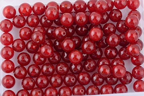 Natural Stone Beads 100pcs 8mm Red Agate Jade Round Genuine Real Stone Beading Loose Gemstone Hole Size 1mm DIY Smooth Beads for Bracelet Necklace Earrings Jewelry Making (Red Agate, 8mm) - color: Red Agate, size: 8mm
