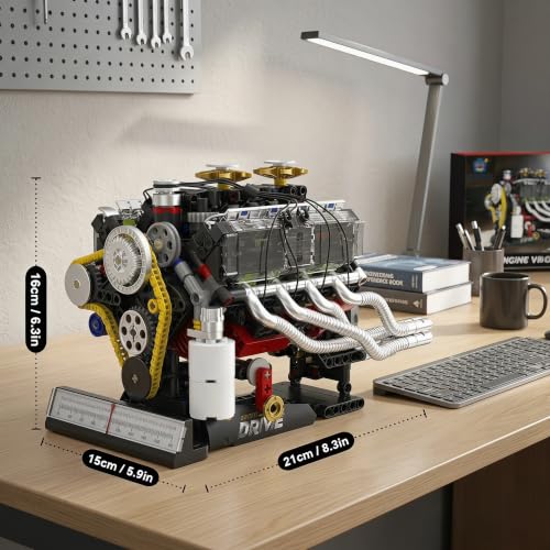 V8 Engine Model Kit 1:4, 659 Pieces, Hand Crank Engine Model