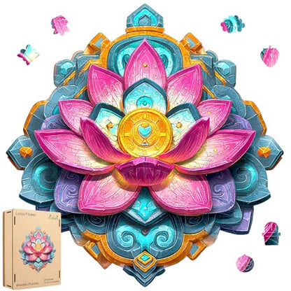 Bovearto Wooden Puzzles for Adults, Lotus Flower Unique Shaped - color: Lotus Flower, size: 200pcs
