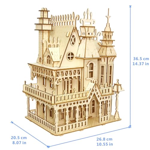 3D Puzzle House, Pre-Cut Dream Villa Model Kit DIY Miniature Dolls House