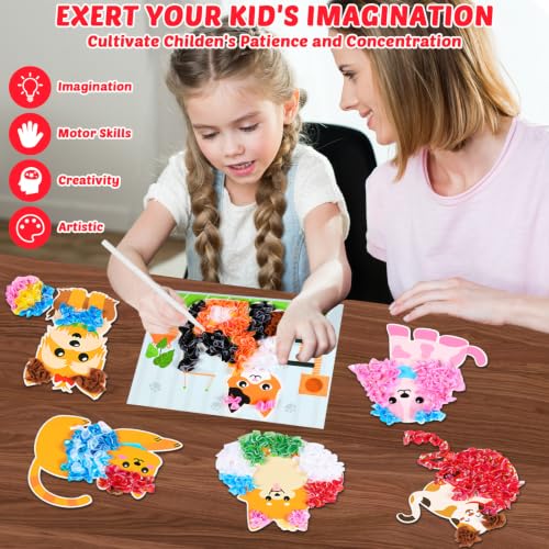 Lonfliness 8 Pcs Dog Cat Poke in Craft Kits for Kids Mess Free DIY Art - style: Dog Cat