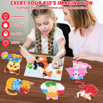 Lonfliness 8 Pcs Dog Cat Poke in Craft Kits for Kids Mess Free DIY Art - style: Dog Cat
