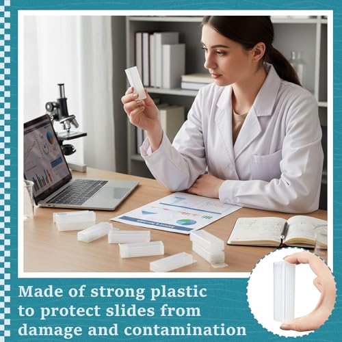 Wonderjune 20 Pcs Microscope Slide Storage Boxes, 5 Slide Holders