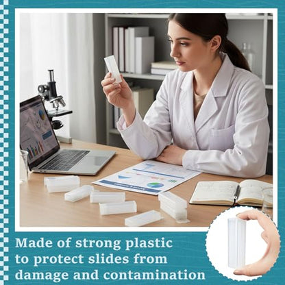 Wonderjune 20 Pcs Microscope Slide Storage Boxes, 5 Slide Holders