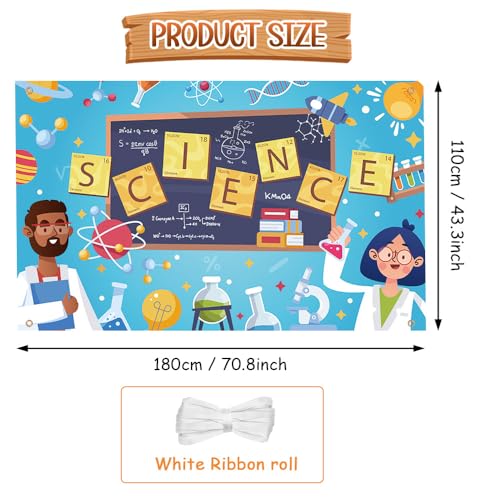 AIBIIN Science Birthday Party Backdrop, Chemical Experiments Lab Mad Scientist Equipment Background Banner for Kids Chemistry Science Party Decor, 6 x 3.6ft - size: 6x3.6ft