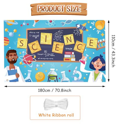 AIBIIN Science Birthday Party Backdrop, Chemical Experiments Lab Mad Scientist Equipment Background Banner for Kids Chemistry Science Party Decor, 6 x 3.6ft - size: 6x3.6ft