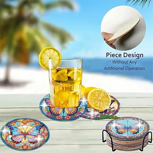8 Pack Diamond Art Coasters,Butterfly Diamond Painting Coasters Kits - color: Butterfly Coasters