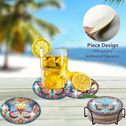 8 Pack Diamond Art Coasters,Butterfly Diamond Painting Coasters Kits - color: Butterfly Coasters