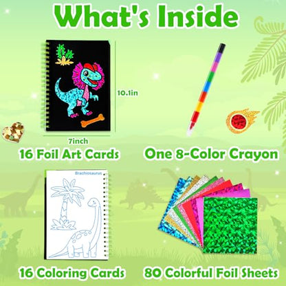 FUNNYB&G Foil Art Craft Kit for Kids, Sparkly Birthday Gift Toy for Kids - style: Dinosaur World