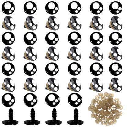TOAOB 320pcs Plastic Safety Eyes with Washers Black Craft Eyes 18mm Stuffed Animals Eyes Oval Craft Doll Eyes for DIY Amigurumis Crochet Animals Making - size: 18mm
