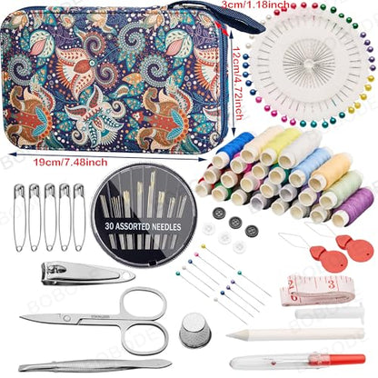 130 PCS Paisley Printing Sewing Kit with All Sewing Supplies Accessories - color: 130PCS-Paisley Design