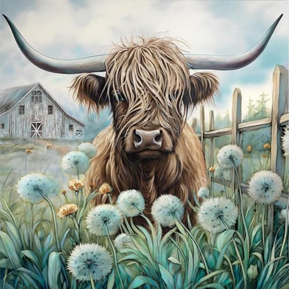 Diamond Art Kits for Adults,Highland Cow Diamond Painting Kits 12 x 12in - color: DP01999