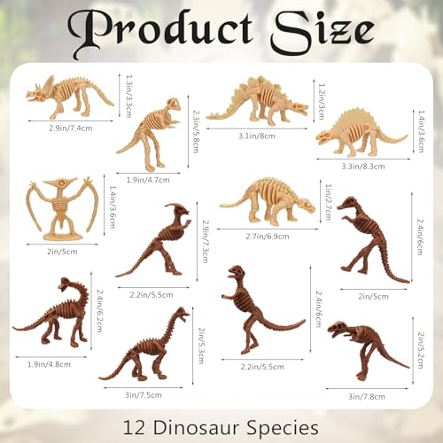 30 PCS Dinosaur Fossil Skeletons, Assorted Dinosaur Skeleton Toys Figures for Science Play Dino Sand Dig Party Favor Decorations - style: Light and brown