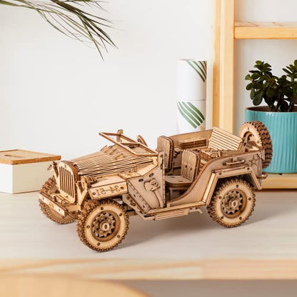 ROKR Model Car Kits Wooden 3D Puzzles Model Building Kits for Adults-Educational Brain Teaser Assembly Model for Adults to Build, Desk Decor/DIY Hobbies for Teens&Kids (Jeep Wrangler/7.5 * 4 * 3.5) - style: MC - Jeep Wrangler