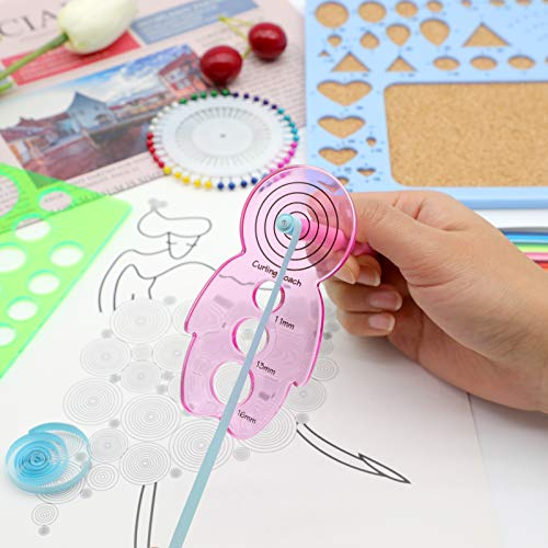 KITANIS 9 Pieces Multifunctional Slotted Quilling Tool and Supplies Kit Ergonomic for Beginner, Advanced Quiller, DIY, Handcraft, Scrapbooking, Card Making, Bookbinding and Origami - color: 9P pink