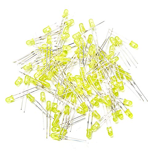 CHANZON 100 pcs 3mm Yellow Diffused LED Diode Lights (DC 3V 20mA) - color: J) Yellow-yellow (100pcs)