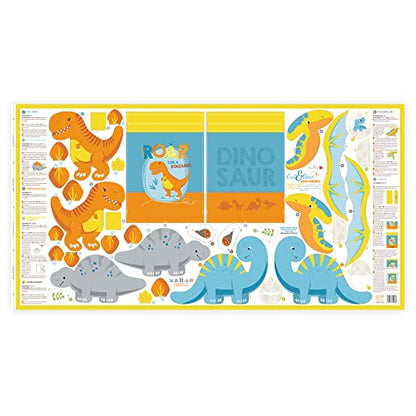 kullaloo Sewing kit for Kids Beginners - DIY Craft for Girls & Boys - Cut & Sew Fabric Panel Dinosaur (Dino Friends) - color: Dino Friends