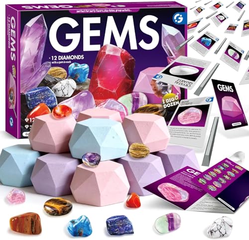 Piano Potato Gemstone Dig Kit, 12 Real Gems & Crystals, STEM Toy - color: Diamond Gems Dig