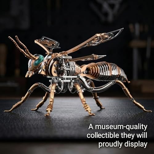 3D Metal Puzzles for Adults, Mechanical Bee Insect Model Kit - color: Bee-rose-gold
