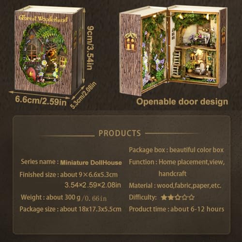 Mini 3D Wooden Doll House Craft Model with LED,DIY Miniature and Furniture Dollhouse Kit,Creative Room Idea for Valentine's Day Birthday Gift (Forest Wonderland) - color: Forest Wonderland