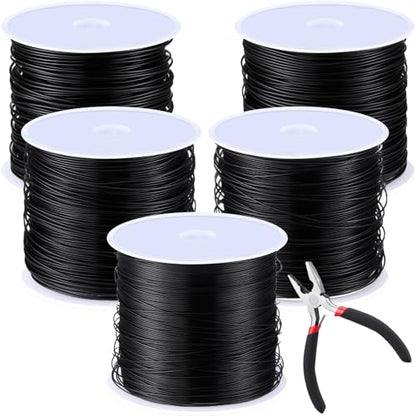 Funrous 5 Rolls Copper Wire 18 20 22 24 26 Gauge with Pliers,Black - color: Black