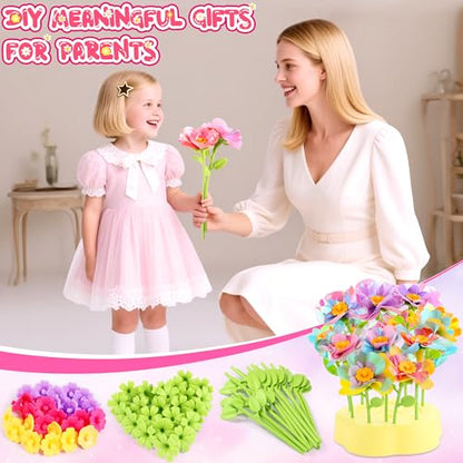 Kids Crafts, Arts and Crafts for Kids 4-6, Craft Kits, Frozen Toys, Fabric Flower Bouquets Toys, 6 Year Old Girl Birthday Gift, 8 Year Old Girl Birthday Gift, Christmas Gifts Halloween Crafts