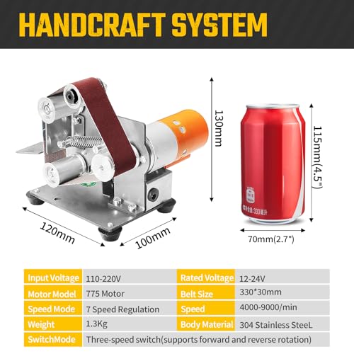 3-in-1 Mini Belt Sander Bench Grinder 7-Speed for Knife Making - color: Model.1 Universal Plus Kit, size: Model.1 Universal Plus Kit