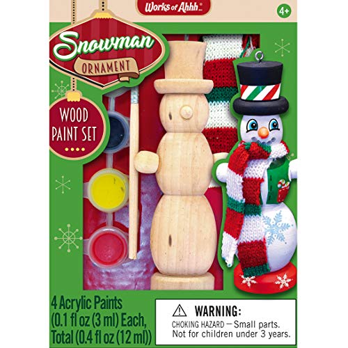 Works of Ahhh... MasterPieces Works of Ahhh Christmas Ornament Acrylic Paint Kit, Snowman, For Ages 4+, Multi, 5" x 7" (21722) - style: Snowman
