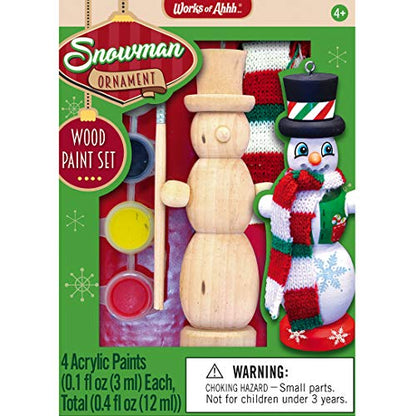 Works of Ahhh... MasterPieces Works of Ahhh Christmas Ornament Acrylic Paint Kit, Snowman, For Ages 4+, Multi, 5" x 7" (21722) - style: Snowman