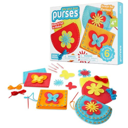 Serabeena Sewing Kit for Kids - Sew Felt Purses | 6 Kits Ages 4-8