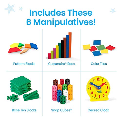 hand2mind-93538 Take Home Math Manipulatives Kit for Kids Grade K-2, with Snap Cubes, Base Ten Blocks, Cuisenaire Rods, Pattern Blocks, Color Tiles and Learning Clock, Homeschool Supplies (292 Pieces) - style: Set of 1