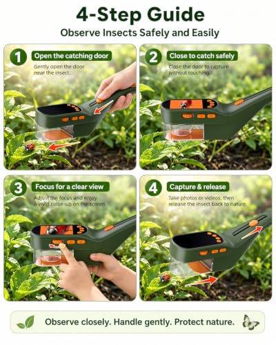 Ashfly Bug Catcher Kit for Kids, Handheld Microscope for Kids with Screen - color: Green