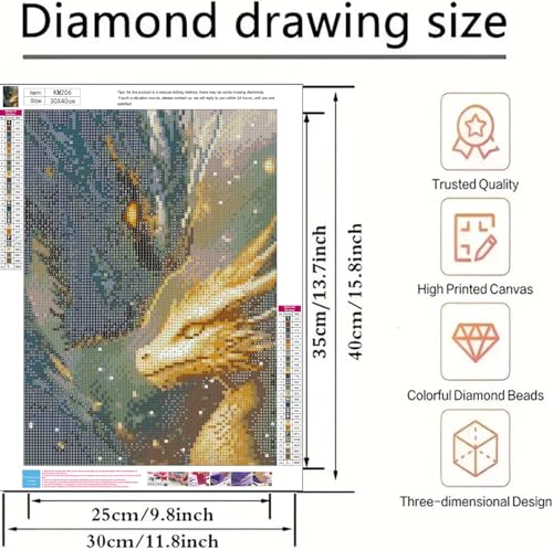 5D Diamond Painting Kits for Adults, Dragons Diamond Art Kits 12x16 in - color: KM206-1