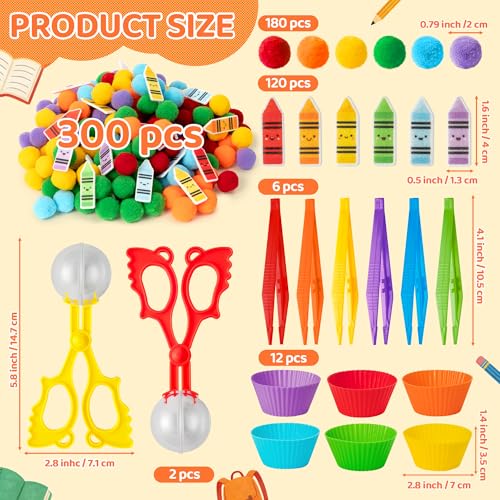 EZdhuawuse Crayon Sensory Bin Fillers, 321Pcs Back to School Fine Motor Set