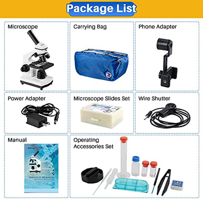 2000X Compound Microscope for Kids Adults: Microscope for Biology Education