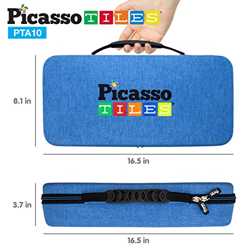 PicassoTiles 102pc Magnetic Puzzle Cube + Toys Carrying Case, 1" Pixel Mix & Match Cubes w/Free Idea Book Sensory Toys, Magnetic Tiles Construction Block Travel Bag, Waterproof Storage Organizer Box