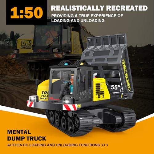 Adult Metal Mini 1:50 Remote Control Dump Truck, Screw-Driven, Comes with Two Batteries and a Carrying case, Making it an for Model Enthusiasts and Children. - color: Dump Truck