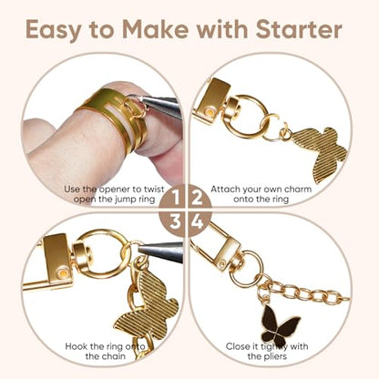 WDXIUE Keychain Making Kit, Charms Lip Gloss Key Chain Bracelet Design Set, Cute & Friendship Jewelry Making Kit, DIY Make 24 Set Keychain for Beginners