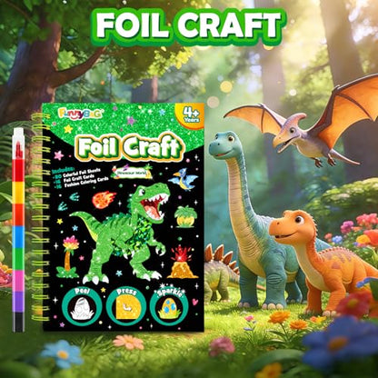 FUNNYB&G Foil Art Craft Kit for Kids, Sparkly Birthday Gift Toy for Kids - style: Dinosaur World