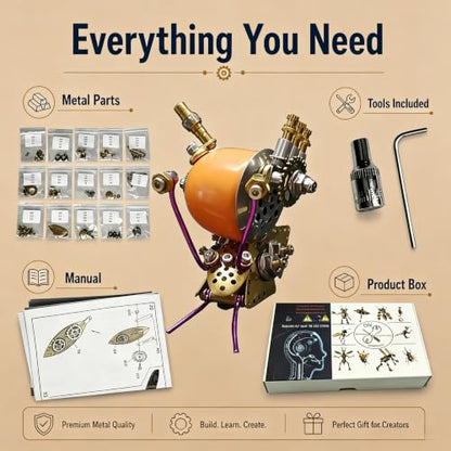 Steampunk Snail 3D Metal Puzzle Mechanical Kits 140+ Pcs DIY Assembly Model 3-Star Difficulty STEM Premium Desktop Decor Christmas & Birthday Gift for Teens Men Adults (Snail-O) - style: Snail-O