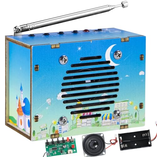 STEM Toys DIY FM Radio Kit, Science Circuit Project, Boy Gift Toys Age 8-13 - color: Printed Blue