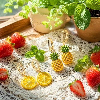 18 Pcs Summer Fruit Polymer Clay Cutters Set 3D Printe Grape Pear Watermelon Cherry Lemon Strawberry Fruits Clay Cutters for Earrings Jewelry Making Cookie Fondant Cake Decorating DIY Crafts Tools