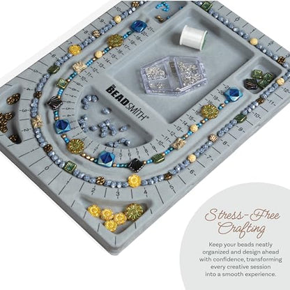 The Beadsmith Bead Board with Cover, Grey Flocked - size: 28" - U Channel w/ Cover
