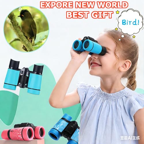 Kids Binoculars Ages 3-12 with Compass & Whistle - color: Blue