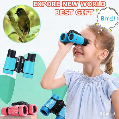 Kids Binoculars Ages 3-12 with Compass & Whistle - color: Blue