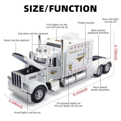 OANMYJJO Semi Truck Toys for Kids Boys Heavy Trucks Model, Toy Trucks - color: White