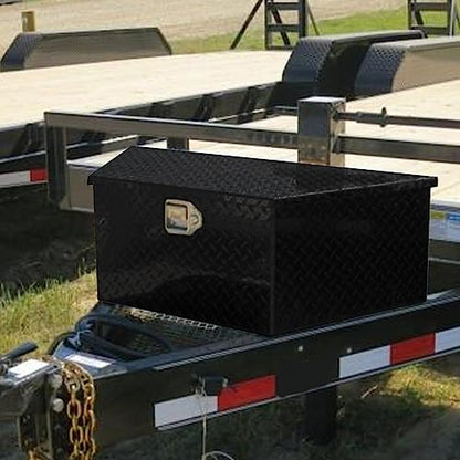 BLACKHORSE-RACING 39" Aluminum Diamond Plate Trailer Tongue Box, Black - color: Black, size: 39"(L) x 16.5"(W) x 12"(H)-Diamond Plate
