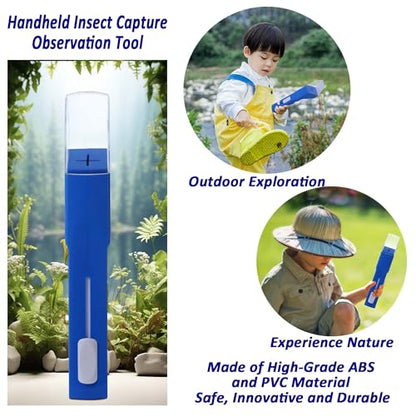 2 Pcs DelloidMaz Insect Catcher Small Animals Catcher Nature Exploration Tool to Capture Butterflies Bees Ladybugs Spiders Bug Catcher for Boys and Girls, Blue and Yellow (2)